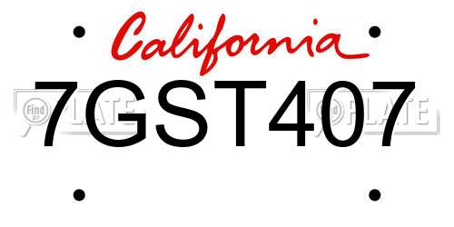 7GST407 California License Plate