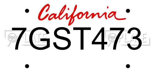 7GST473 California License Plate