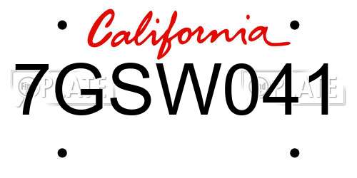 7GSW041 California License Plate