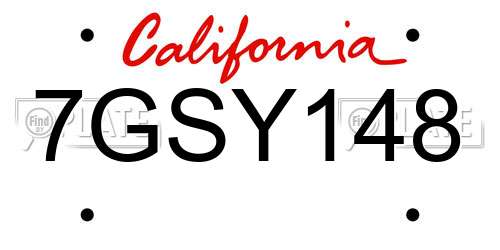 7GSY148 California License Plate