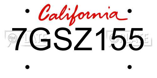 7GSZ155 California License Plate