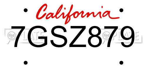 7GSZ879 California License Plate
