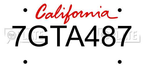 7GTA487 California License Plate