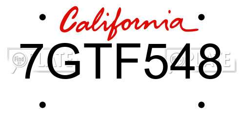 7GTF548 California License Plate