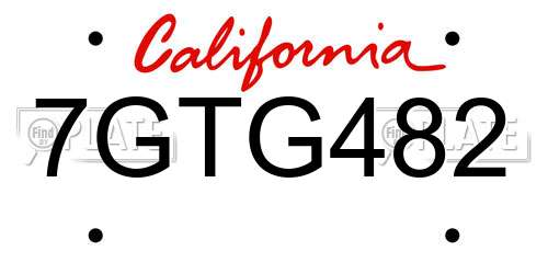 7GTG482 California License Plate