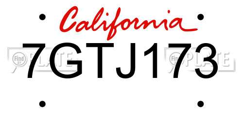 7GTJ173 California License Plate