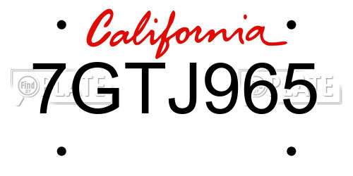 7GTJ965 California License Plate