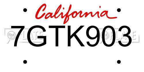 7GTK903 California License Plate