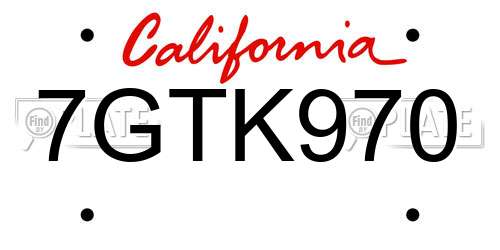 7GTK970 California License Plate