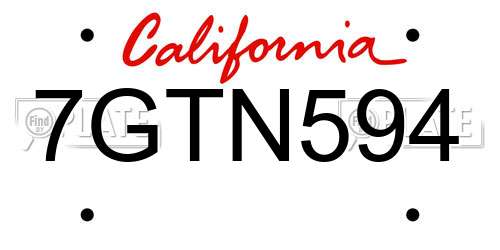 7GTN594 California License Plate