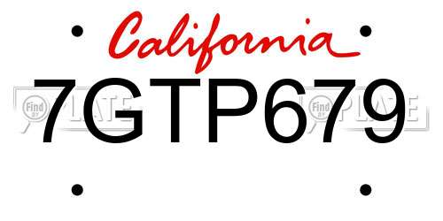 7GTP679 California License Plate