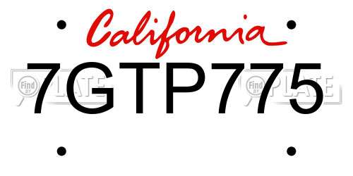 7GTP775 California License Plate