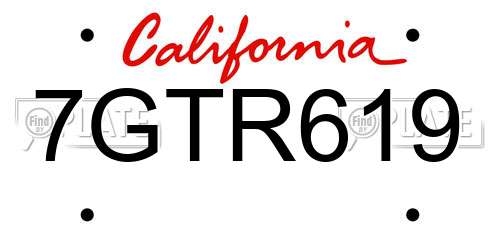 7GTR619 California License Plate