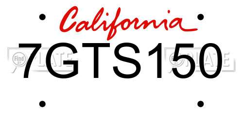 7GTS150 California License Plate