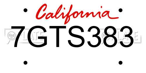 7GTS383 California License Plate