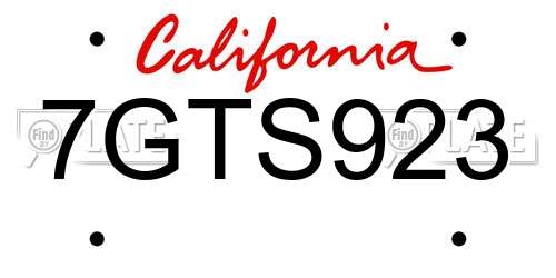 7GTS923 California License Plate