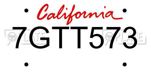 7GTT573 California License Plate