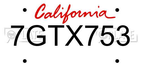 7GTX753 California License Plate