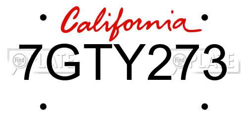7GTY273 California License Plate