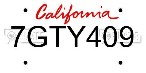 7GTY409 California License Plate