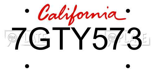 7GTY573 California License Plate
