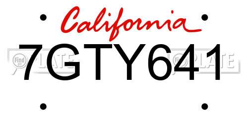 7GTY641 California License Plate