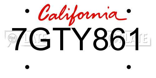 7GTY861 California License Plate