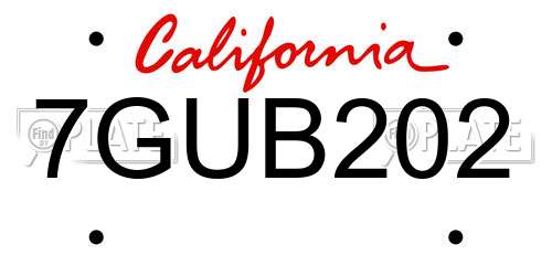 7GUB202 California License Plate