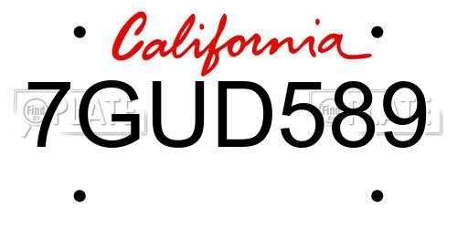 7GUD589 California License Plate