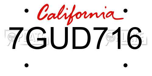 7GUD716 California License Plate