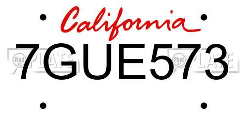 7GUE573 California License Plate