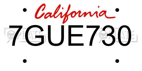 7GUE730 California License Plate