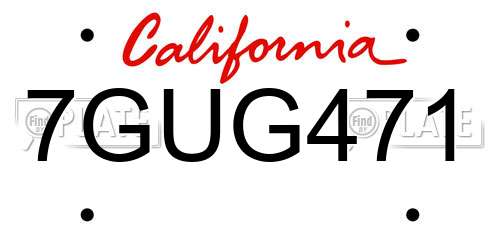 7GUG471 California License Plate