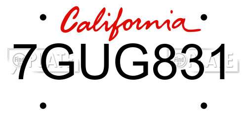 7GUG831 California License Plate