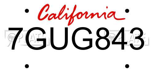 7GUG843 California License Plate