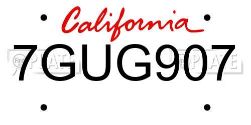 7GUG907 California License Plate