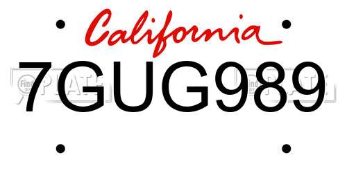 7GUG989 California License Plate