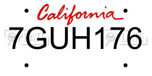 7GUH176 California License Plate