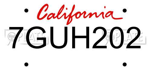 7GUH202 California License Plate