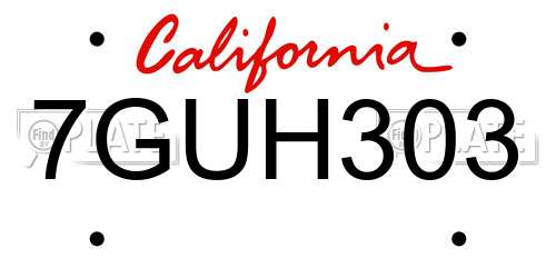 7GUH303 California License Plate