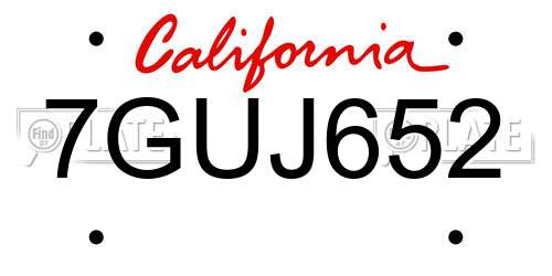 7GUJ652 California License Plate
