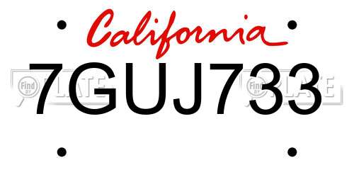 7GUJ733 California License Plate