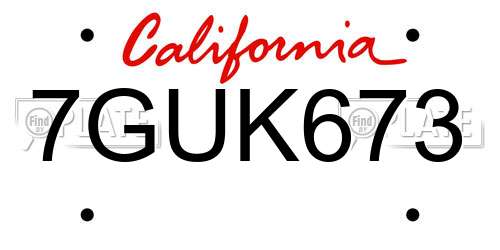 7GUK673 California License Plate