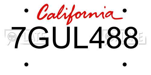 7GUL488 California License Plate