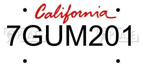 7GUM201 California License Plate