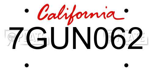 7GUN062 California License Plate