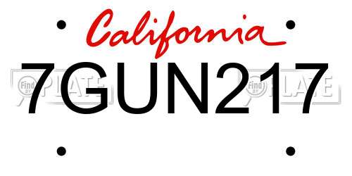 7GUN217 California License Plate