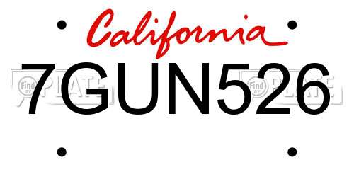 7GUN526 California License Plate