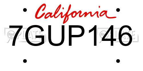 7GUP146 California License Plate