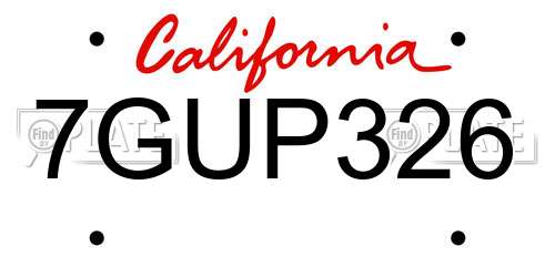 7GUP326 California License Plate